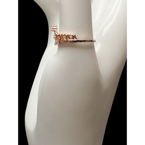 18K Rose Gold Plated Clear Exquisite Princess Crown Tiara Tiny CZ Diamond Accent - Picture 5 of 6